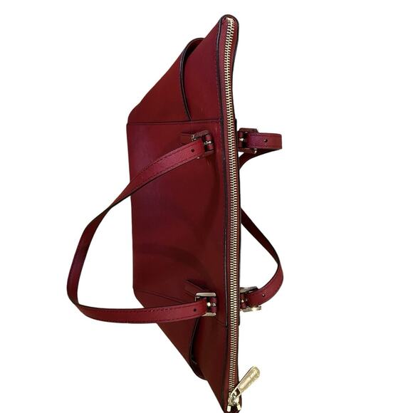Women's Michael Kors Red Jet Set Travel Large Top Zip Tote Bag - Picture 4 of 14